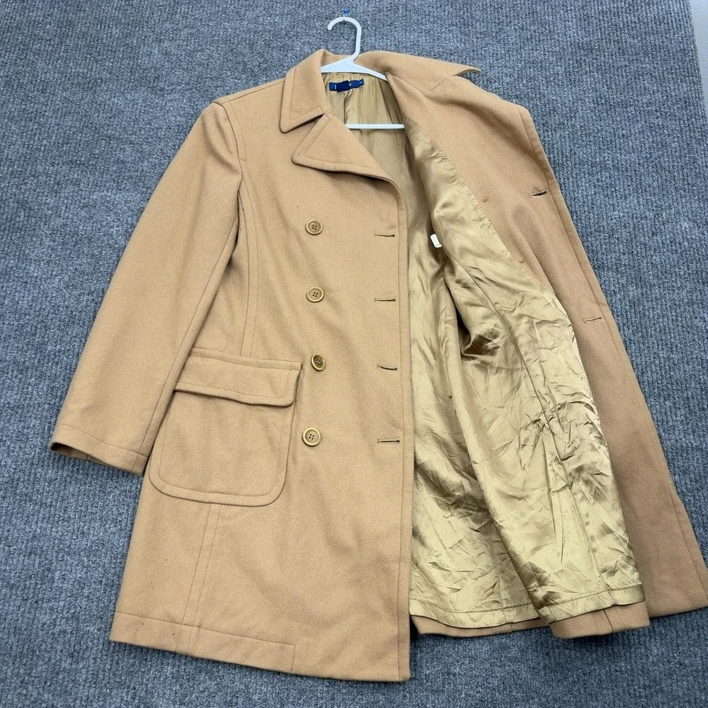 J Crew Pea Coat Womens S Tan Wool Blend Double Breasted Classic Outerwear - Picture 5 of 9